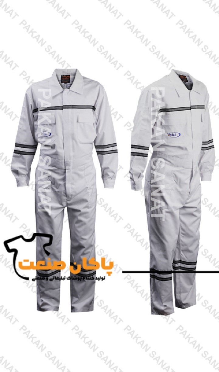 لباس کار یکسره کتان دو خط شبرنگ